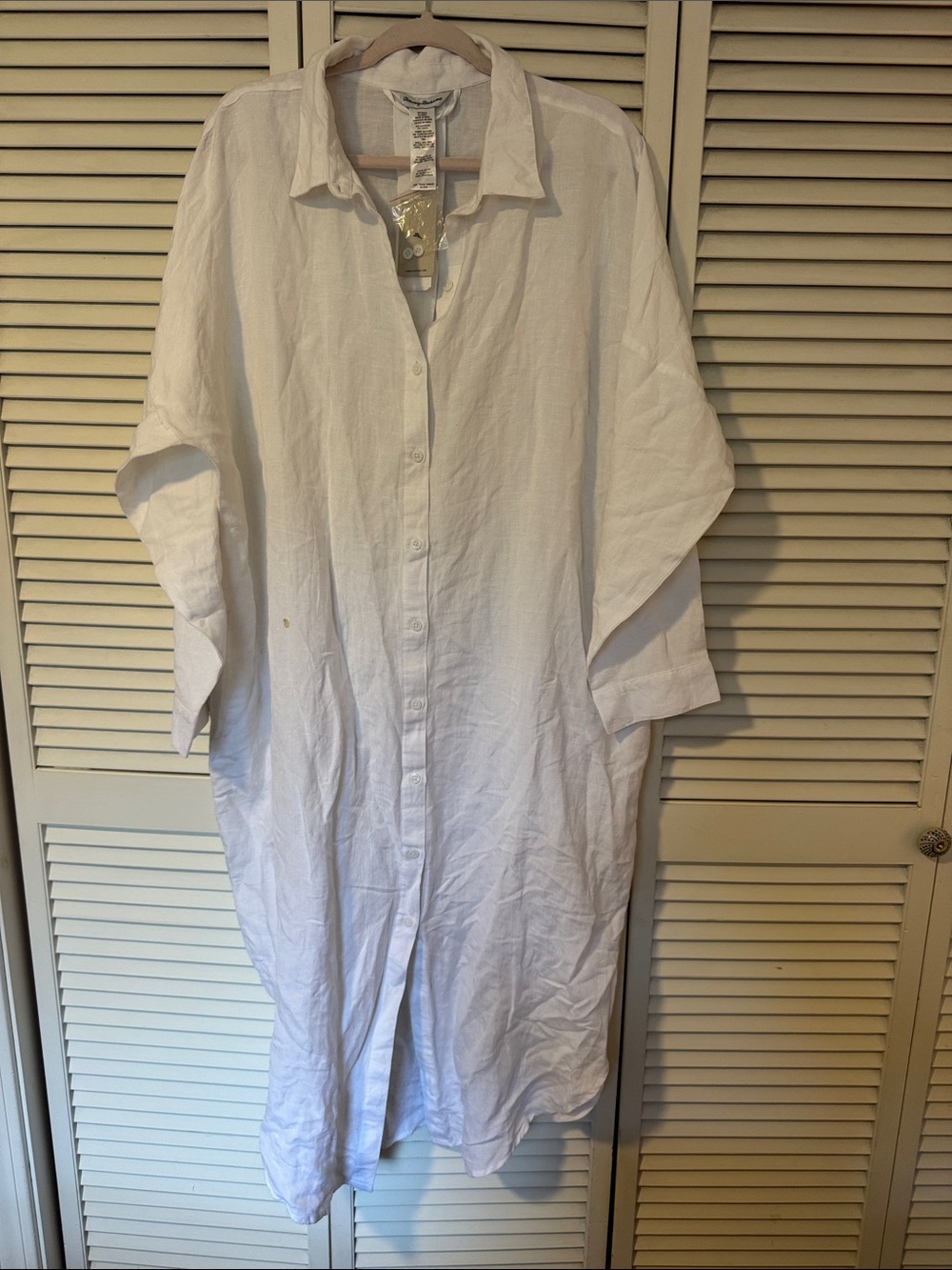 Tommy Bahama White Linen Button-Front Maxi Shirt Dress